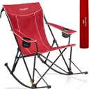 SUNNYFEEL Oversized Folding Rocking Camping Chair with Buckle Design 500lbs | Outdoor Rocker High Back Lawn Camp Rocker Chair with Cup Holder Heavy Duty for ounge/Patio with Carry Bag