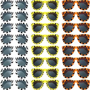 Flutesan Pack of 24 Animal Print Sunglasses Jungle Sunglasses Zoo Animal Glasses Safari Kids Party Favor Wild Girl Boy Eyewear, Tiger, Zebra, Cheetah Glass for Birthday Summer Beach Theme Party