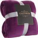 TASTHROW Large Flannel Fleece Throw Blanket, 60x80 Inch - Cozy Lightweight Thick Blanket - All Seasons Suitable for Women, Men and Kids (Purple)