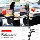 Car Large Cup Holder Expander, 5-in-1 Cupholder Extender with Phone Holder & Swivel and Detachable Snack Food Tray Table for Eating, Travel Essentials for Road Trips for Driver. Model C