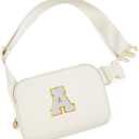 2 x 2025 Graduation Gifts for Her Women Girls,Personalized Belt Bag Waist Packs Trendy Fanny Pack Crossbody Bags,Initial White A,Cream Bag