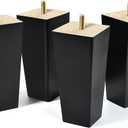 6 inch Furniture Legs Black Couch Legs Set of 4 Ottoman Replacement Sofa Legs for Sectional, Dresser, Recliner, Nightstand (6 inch (4pcs))
