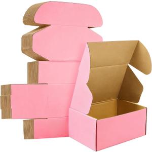 6x4x3 inches Shipping Boxes Set of 25, Small Corrugated Cardboard Box, Literature Mailer, Gift Boxes (Pink, 6x4x3)