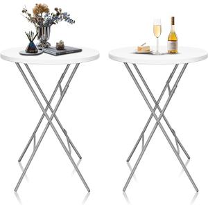 2 Pack 80CM Diameter Folding Round Bar Table,110cm High Folding Adjustable High Top Cocktail Table Durable Space Saving for Indoor and Outdoor Use, Ideal for Events Parties and Gatherings