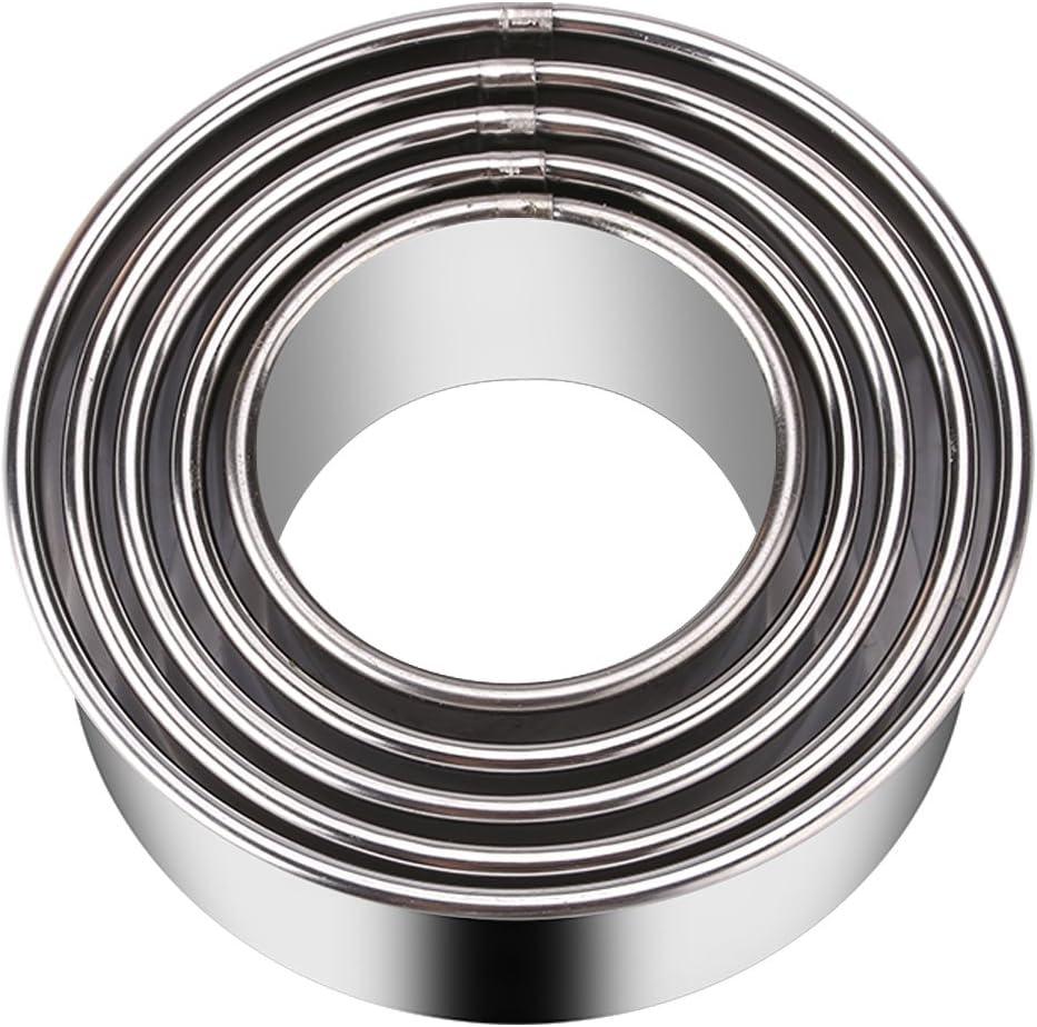 5 Pieces Biscuit Cookie Cutters Set,Stainless Steel Circle Round Cookie Biscuit Cutters in Graduated Sizes Shape Molds for Pastries Doughs Doughnuts (5 Sizes)