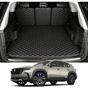 Trunk Mat Compatible with 2023-2025 2026 Mazda CX-50 Cargo Mat Full Coverage CX50 Cargo Liner Rear Trunk Liners Backrest Mat Trunk Side Protection Mats with High-Grade PU Leather