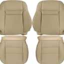 FZJDSD Tan Driver & Passenger Side Bottom & Top Lean Back Microfiber Leather Replacement Seat Covers Compatible with Honda Accord 2003 2004 2005 2006 2007