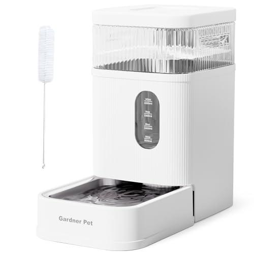 Gardner Pet Automatic Dog Water Dispenser Gravity Waterer with Stainless Steel Bowl Water Dispenser 8.5L Large Capacity Water Feeder with Filters for Dogs Cats Pets, BPA-Free Noise-Free (White, 8.5L)
