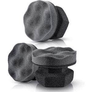 BBTO 3 Pieces Tire Shine Applicator Tire Dressing Applicator Pads Sponge Dressing Foam Gel Wet Car Detailing Reusable Cleaning Supplies for Car (3.15 Inch, Gray)