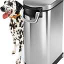 simplehuman 35 Liter, 40 lb / 18.1 kg X-Large Pet Food Storage Container for Dog Food, Cat Food, and Bird Feed, Brushed Stainless Steel
