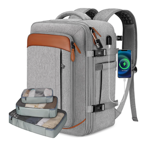 Vancropak Carry on Backpack, Flight Approved 18x14x8 Travel Backpack with 3 Packing Cubes, Expandable Large 40L Travel Bag fits 17.3" Laptop, Anti Theft Luggage Suitcase Weekend for Women Men, Grey