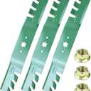 3 Pack 942-04053C-X Gator Mulching Blades with 712-0417A Blade Nuts for RZT50 RZT 50 I1050 LGT1050 LT1050 LTX1050 Replaces Cub Cadet 50 inch Mower Blades 742-04053A 942-04056C 742-04053C-X