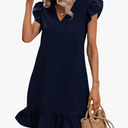 SOLY HUX Summer Dresses for Women V Neck Cap Sleeve Ruffle Hem Smock Short Dress