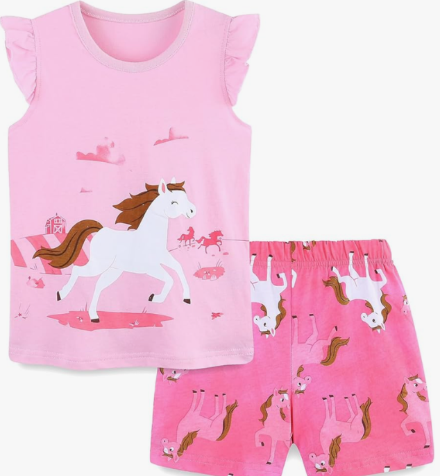 Bumeex Toddler Girls Summer Outfit Cotton Top and Shorts Clothing Set 4T