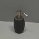 Sandstone Textured Resin Soap Dispenser with Metallic Pump and Waterproof Bottle Labels for Bathroom Kitchen Dish Hand Wash Shower Lotion Shampoo, 12 Oz, Gray