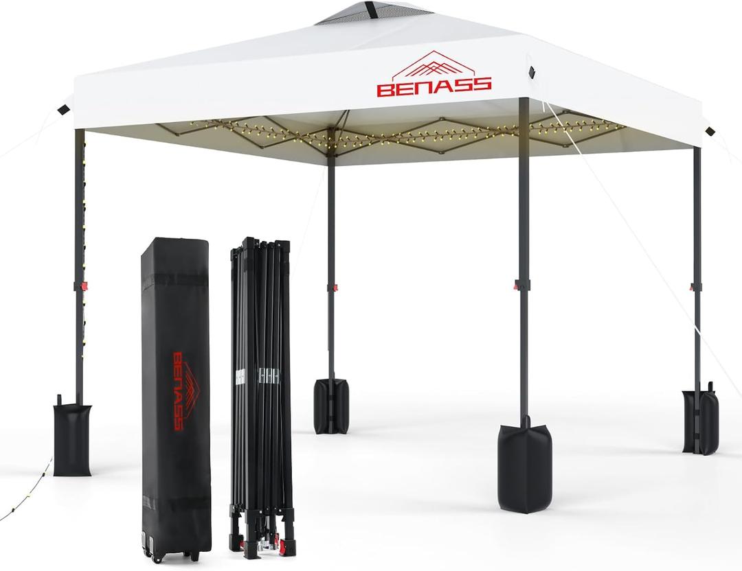 12x12 Pop Up Canopy, Easy Up Canopy Tent, Heavy Duty Tents for Parties, One Person Set Up Event Tent, White
