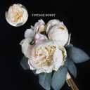 White Artificial Peonies 2 Bouquets Silk Flowers 14Heads Vintage White Fake Flowers Faux Peony Flowers for Flower Arrangements Artificial Centerpiece Home Table Dining Room Decor (Ivory White)