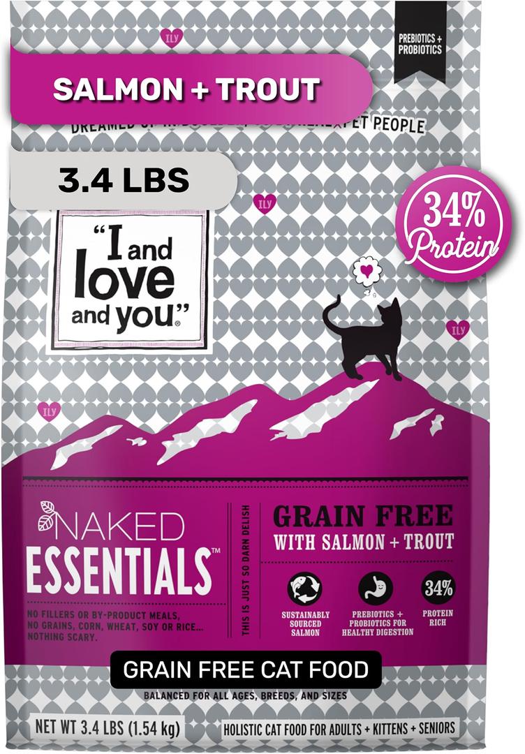 I AND LOVE AND YOU Naked Essentials Dry Cat Food, Salmon & Trout | 3.4lb