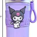 Kuromi Stainless Steel Insulated Water Bottle with Carrying Loop (Spout & Straw) - 510ml, Purple