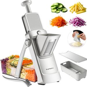 SUPMAKIN Safe Mandoline Slicer, Adjustable Vegetable Food Slicer and Chopper, Potato Fries Fry Cutter, Veggie Salad Chopper, New Kitchen Chopping Artifact Gifts 2026 (SliverGray)