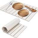 Large Stone Dish Drying Mats for Kitchen Counter, 24"(L)16"(W) Quick Dry Collapsible Dish Drying Mat, Eco-Friendly Absorbent Diatomaceous Earth Mats for Dishes Bottles Cups, Match Any Countertop