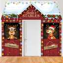 3 Pcs 10 x 3 ft Christmas Elk House Decoration Large Xmas Elk Door Covers Backdrop Christmas Garage Door Banner for Xmas Holiday Background