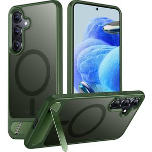 Temdan Magnetic for Samsung Galaxy S25 Plus Case, [Innovate Stand][Military Grade Drop Protection][Non Slip][Translucent Matte] Shockproof Phone Case for Galaxy S25 Plus 6.7" 2025 -DarkGreen