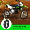 12'' Wheel & 80/100-12 3.00-12 80x100x12 Rear Dirt Bike Tire Rim for 125cc 110cc SSR CRF110F PW80 TTR110 KLX110 KLX110L DS80 JR80 Baja DR70 Off Road Pit Bike Parts with 428 Chain