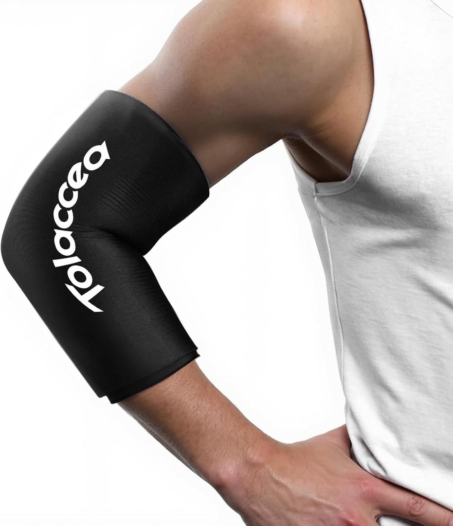 Elbow and Knee Ice Pack - Cold Ice Sleeve with Reusable Gel & Cold Therapy Compression for Knee, Shin Splints, Calf Strain, Flexible Ice Pack for Tennis Elbow, Tendinitis (Medium (Pack of 1), Black)