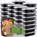 Meal Prep Containers Reusable 38oz - Food Prep Containers with Lids 50 Pack, Disposable To Go Food Containers, Leakproof, Stackable, Takeout, BPA-Free, Microwave/Freezer Safe