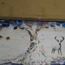 imjiayu Oversized Blue Tree Wall Art, Abstract Deer Canvas, Modern Nature, 57"L x 29"W