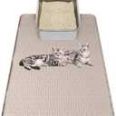 Kalolary Cat Litter Box Mats, Large 34" x 22" Silicone Cat Mat, Easy to Clean Kitty Litter Trapping Mat, Soft on Kitty Paws, Waterproof, Urine-Proof Kittys Litter Mats for Floor, Beige