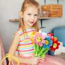 10 Pcs Plush Smile Flower Stuffed Bendable Stems Plush Bouquet Toy Soft Flower 12.6 Inch for Christmas 2026 Mother's Day Girl Girlfriend Wife(Lovely Style)