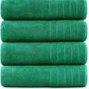 Casa Platino 4 Pack Soft & Absorbent 100% Cotton Bathroom Towels (30" x 60"), Quick-Dry Towel Set for Home, Gym, Spa, Hotel & Airbnb, Bath Towels for Shower, Pool, Beach & Everyday Use- Emerald Green (Bath Towels (Pack of 4))