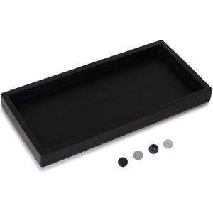 Bathroom Trays for Counter, Slicone Vanity Trays for Bathroom, Rectangle Sponge Holder for Kitchen Sink - Black (9.8" x 4.7")