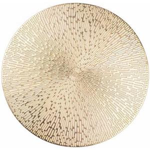 Snowkingdom Gold Placemats Round Set of 7, Gold Metallic Hollow Vinyl 15 Inch Round Placemat, Washable Wipeable Easy Clean Non Slip Stain Kitchen Dining Table Place Mats for Wedding Party Decoration