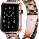 Light House Apple Watch Bands-Fashion Lightweight Resin iWatch Bands for Women Men 38mm/40mm/41mm/42mm(Series 11 10), 49mm/46mm/45mm/44mm/42mm(S 3 2 1), Compatible with Apple Watch Series 11 SE 10 9 8 7 6 5 4 3 Ultra, Art Tortoise Shell