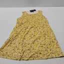 OFEEFAN Summer Dresses for Women 2025 Loose Pleated Sleeveless Tank T Shirt Dress Crewneck Sundresses Pockets Yellow Floral M