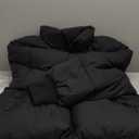 Women’s Winter Cropped Puffer Jacket Coat Casual Quilted Baggy Long Sleeve Zip Down Jackets Outerwear (XL, Black)