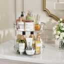 LAMU 2 Pack 2 Tier Lazy Susan Turntable Organizer 12inch Rotating Spice Rack Organization for Cabinet, Kitchen, Pantry, Countertop, Bathroom, Vanity, Medicine Cabinet Organizer, Clear