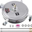 Twinkle Star 20" Pressure Washer Surface Cleaner with 4 Wheels, Stainless Steel Housing & 1/4" Quick Connector, Power Washer Attachment with 2 Extension Wand, 2 Replacement Nozzles, 4000 PSI