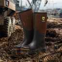 TIDEWE Rubber Work Boot for Men with Steel Toe & Shank, Waterproof Anti Slip Hunting Boot, 6mm Neoprene Hunting Boot for Manufacturing, Construction, Farming, Black,Brown, Size 10
