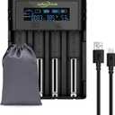 4 Slots 21750 21700 Battery Charger,4 Slots Ni-MH AA 18650 Battery Charger 21700 Charger for 20700 22700 22650 26650 26700 16340 (RCR123) 17670 Battery with PCB Protection Board