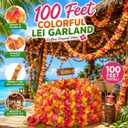 Fun Express Plastic Lei Flower Garland 100ft for Party Decorations - Hawaiian Luau Tropical Beach Pool Birthday Summer Decor | Colorful Hanging Floral Garlands for Indoor Outdoor Tiki Aloha Themed