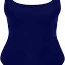 Narecte Sexy One Piece Bathing Suit for Women Tummy Control High Cut One Piece Swimsuit Womens Swim Suit (12-14, Navy Blue)