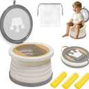 Portable, Foldable Potty seat for Toddler, Training Toilet Seat Emergency Toilet The Bottom Has the Function of Storing Garbage Bags for Car, Camping (Grey)