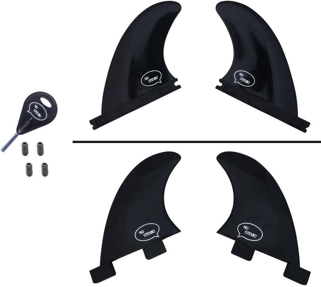Ho Stevie! Surfboard Side Bite Fins/Rear Trailer Fins - Stronger Than Regular Nylon Fins - Fin Key and Screws Included (Single Tab 3/4", Black)