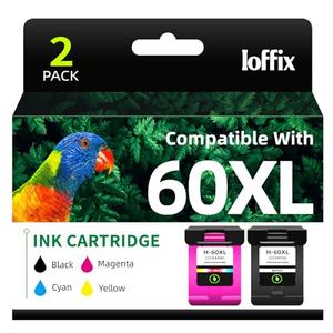 Ioffix Remanufactured 60XL Ink Cartridge Combo Pack Replacement for HP Ink 60 XL 60XL Compatible with Deskjet D2530 D2545 F2430 F4440 Envy 100 110 120 Photosmart C4640 C4650 (2 Pack)