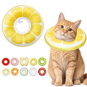 LIEVUIKEN Cat Cone Collar Soft, Adjustable Cat Recovery Cone to Stop Licking, Cute Kitten Donut Collar After Surgery, Elizabethan Collars for Kittens, Lightweight Cats Neck Cones (Lemon, Medium)