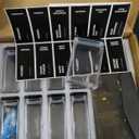 APT 1101 4 oz Glass Square Spice Jars with Labels, Glass Jars with Bamboo Lids, Spice Bottles, Seasoning Organizer, 12 Pack (Black)